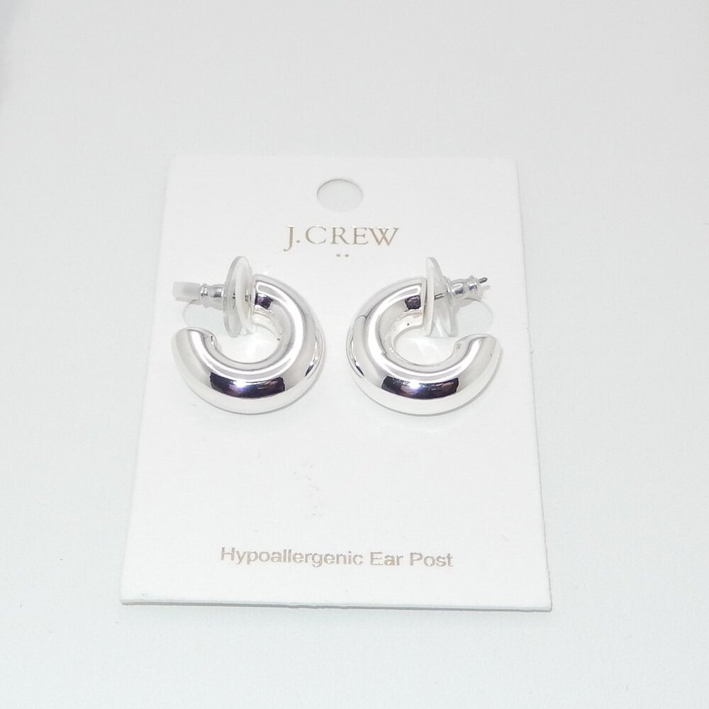 J. Crew: Silver Hoop Earrings / Hypoallergenic Ear Post / 3/4" Drop